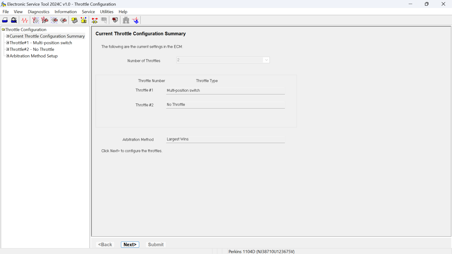 X Engine Config Throttle Configuration on Perkins Engine (Using Electronic Service Tool ...
