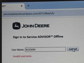 John Deere Service Advisor Can’t Log in with User name N2550XX