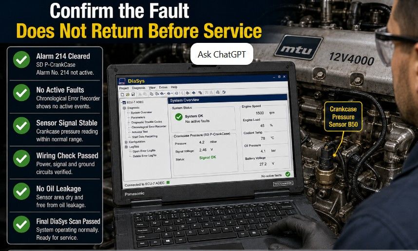 Final DiaSys verification after repairing MTU alarm 1.8004.568