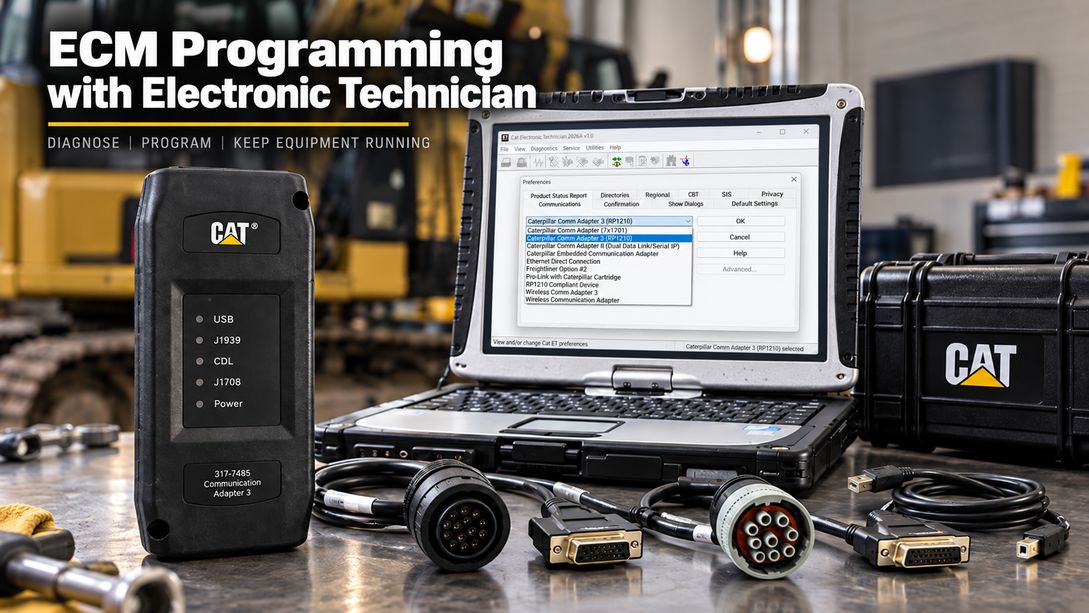 Caterpillar ECM programming with CAT ET WinFlash and Communication Adapter
