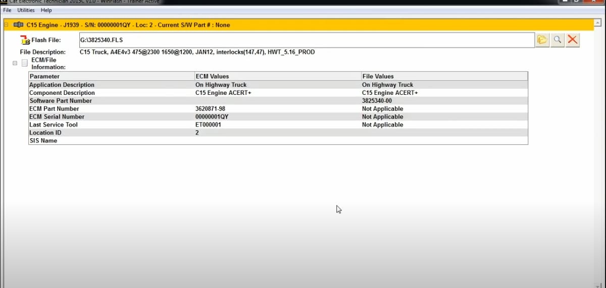 CAT ET WinFlash programming Caterpillar ECM flash file